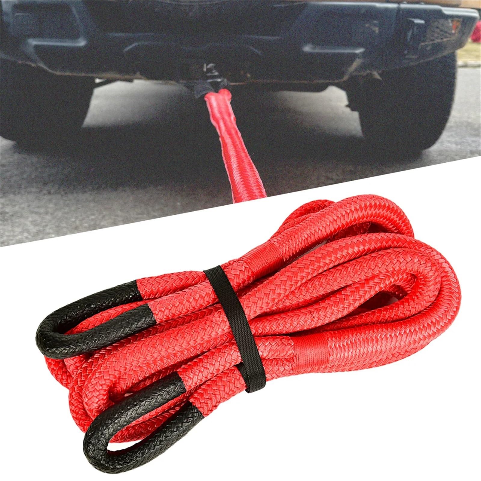 Cuerda De Remolque para Coche 22mm X 6m Recovery Tow Rope 12000kg/26400lb Breaking Strength para Coche, CamióN Y Todoterreno(Red)