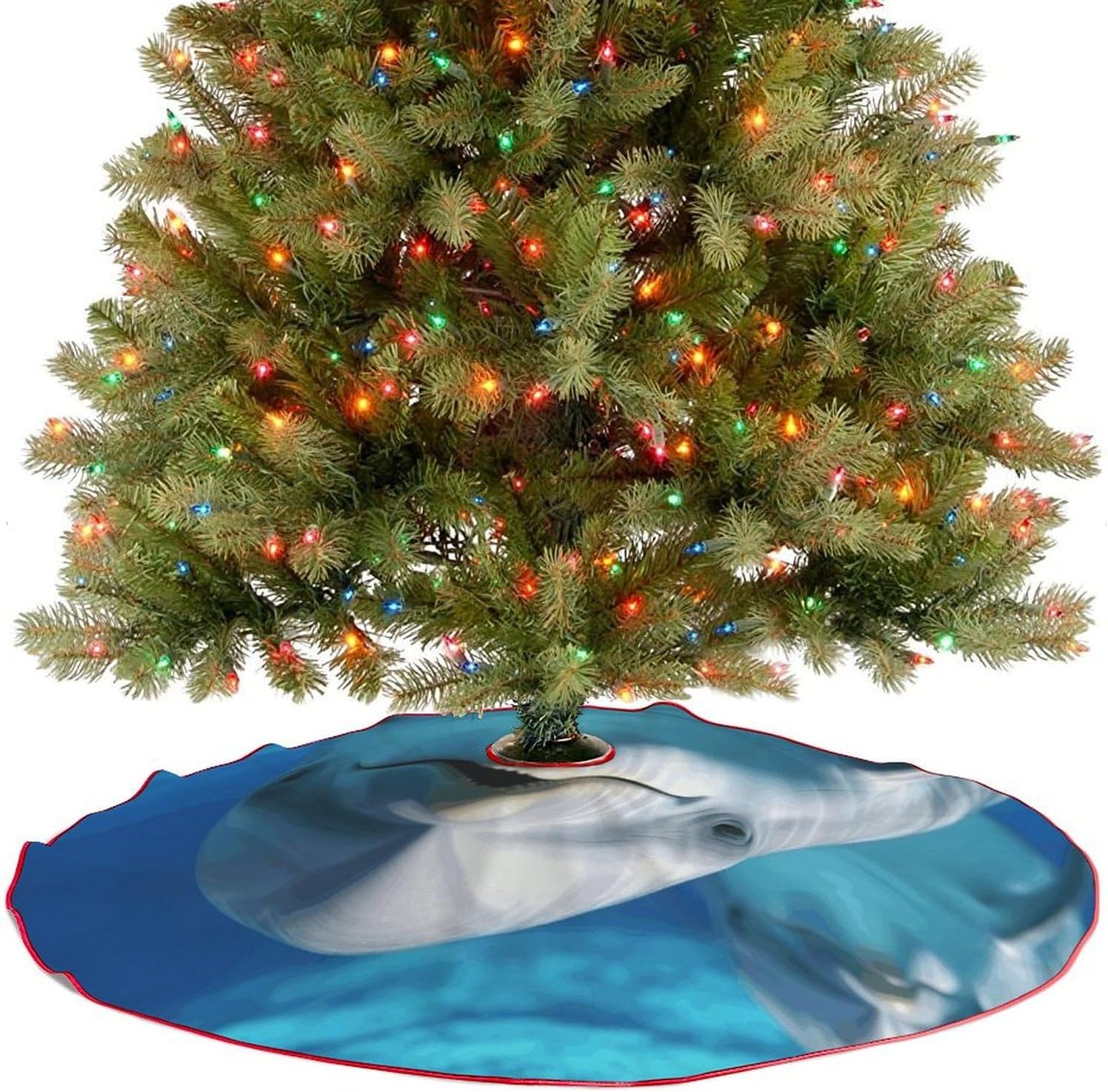 Christmas Tree SkirtDolphin with A Smileclassic Fashion Tree Skirt Painted Multifunctional Christmas Tree Skirt