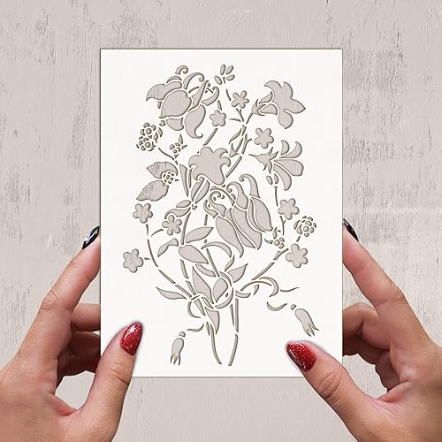 Miniatura 2 de Plantilla decorativa FLONZ de flores silvestres (6 x 8 pulgadas) para pintura de pared, álbumes de recortes y decoración de pasteles