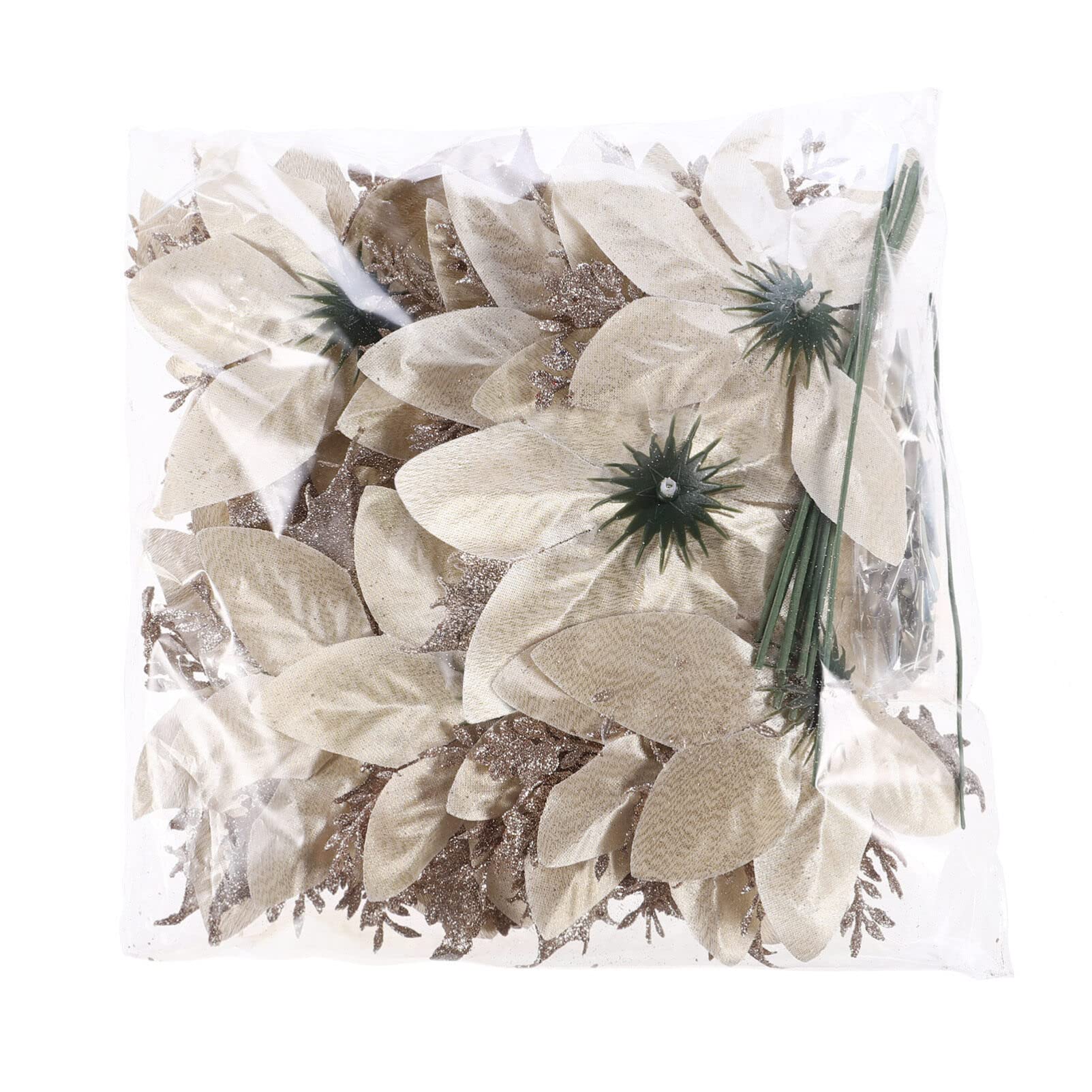 TOYANDONA 12 Stück Weihnachten Glitter Weihnachtsstern Künstliche Blumen Dekorationen mit Clips und Stielen Glitzer Weihnachtsbaum Weihnachtsstern Dekorationen für Weihnachten Hochzeit Neujahr