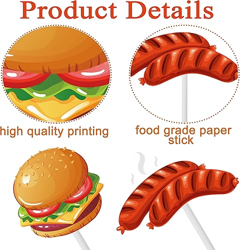 Miniatura 4 de 36 piezas de decoración de cupcakes temáticos de barbacoa temática de tartas para decoración de verano con temática de barbacoa de cumpleaños, baby