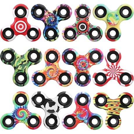 12 Pack Fidget Spinner Tie Dye Metal Bulk Set
