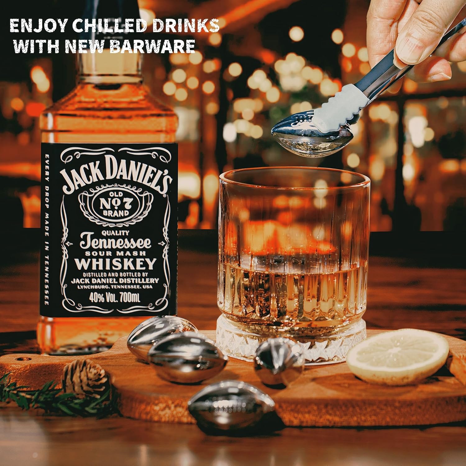 Whiskey Glasses Gift Set – 2 Old Fashioned Glasses with 6 Stainless Steel Football Whiskey Stones, Premium Barware Set, Unique Gift Ideas for Men Him Dad Husband Sports Fan - Image 5