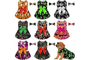 8 Pcs Halloween Dog Dress Sets Funny Pumpkin Ghost Skeleton Pet Halloween...