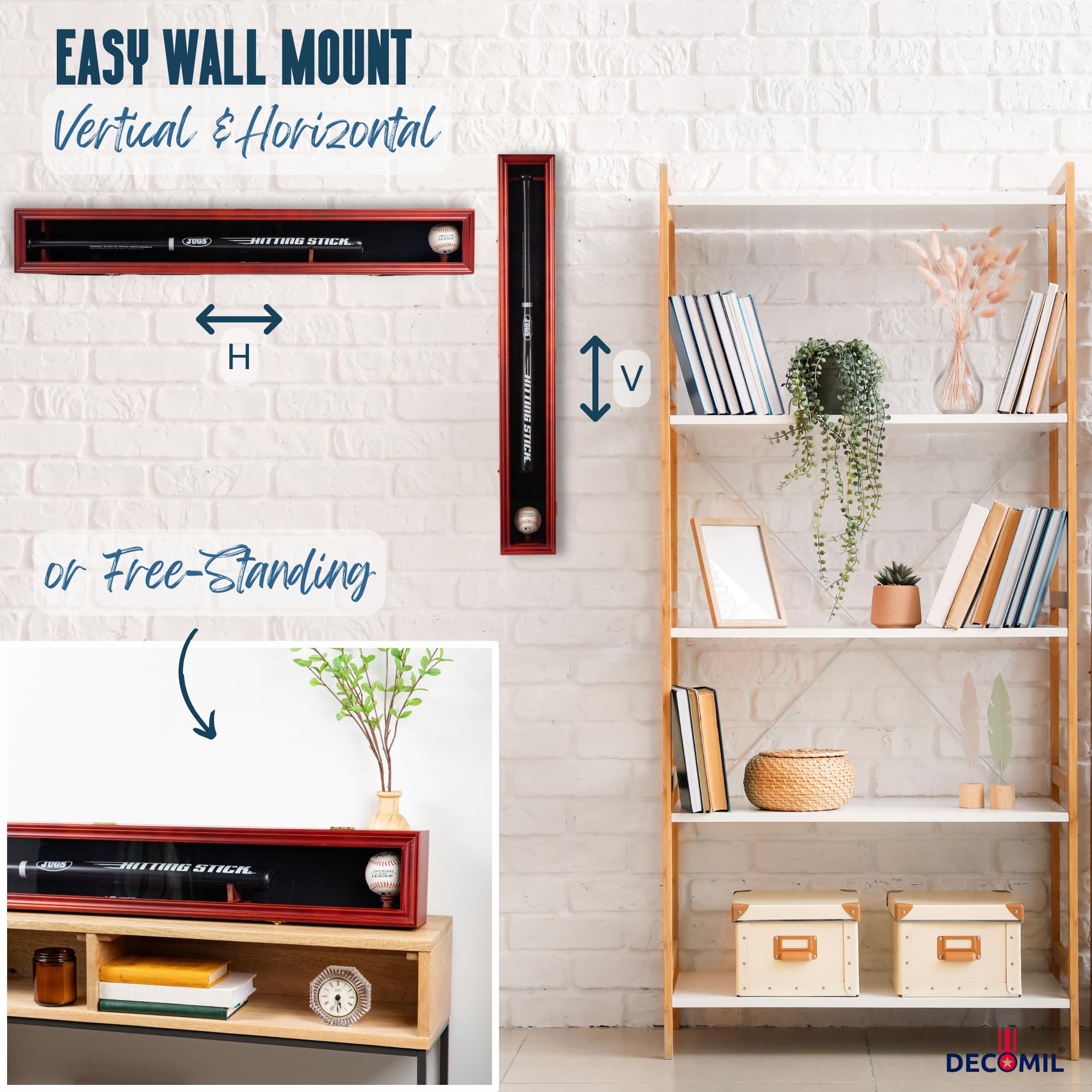 置物 BATA Amazon.com : DECOMIL - Baseball Bat Display Case, Baseball