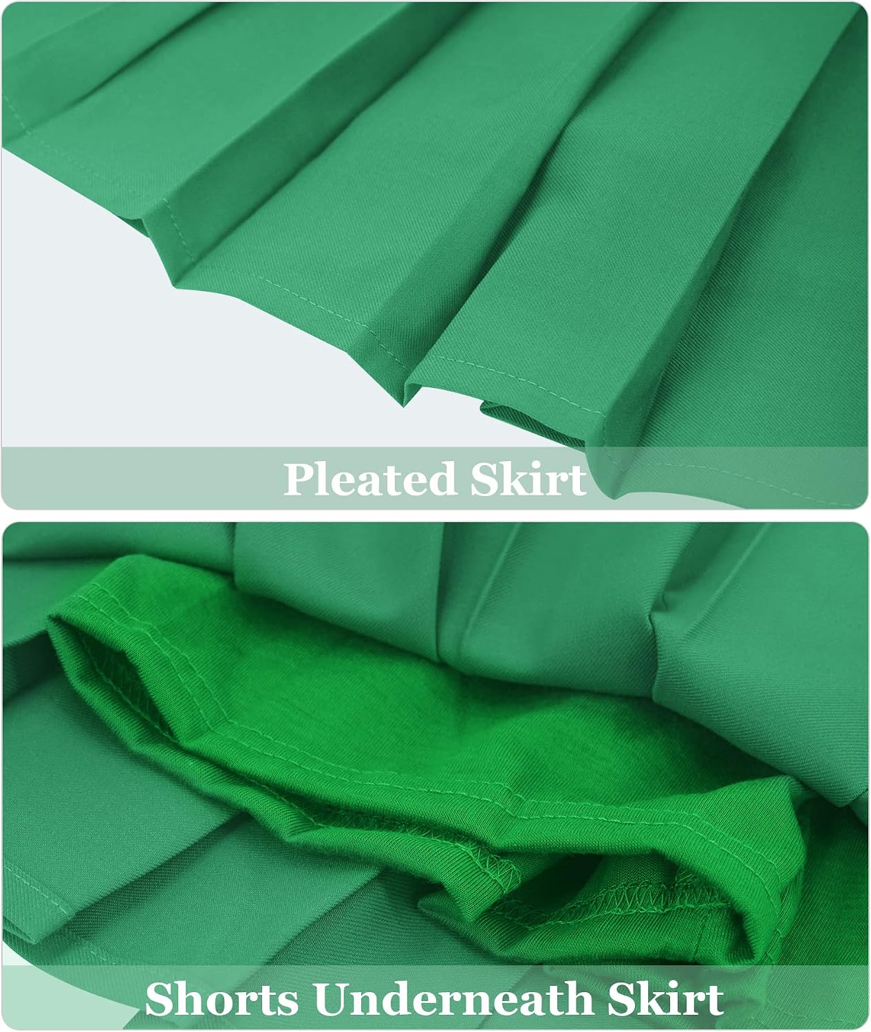 Happy Cherry Girls School High Waist Skirt Tennis Pleated Skirt A Line Lightweight Skater Skirt Performance Uniform Skirt Cute Soft Scooter Skirt Green M