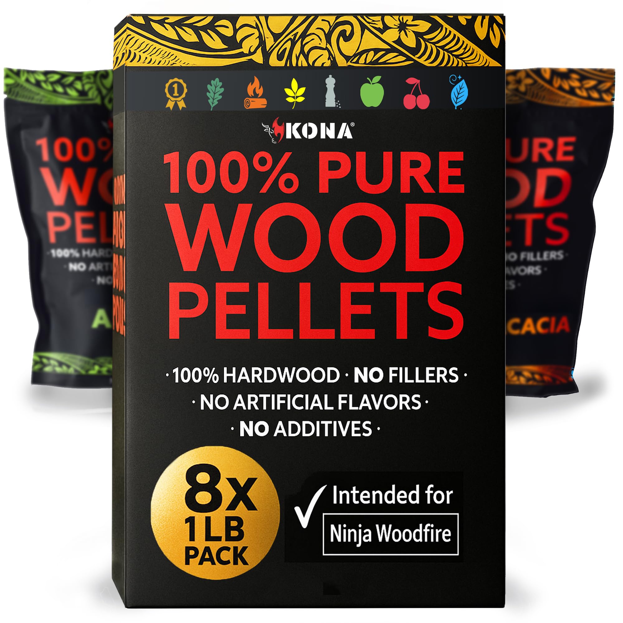 Kona Premium BBQ Wood Pellets Offer high BTU, Clean-Burning, Low-ash, and  Low-Moisture for Great No Soaking Includes Use