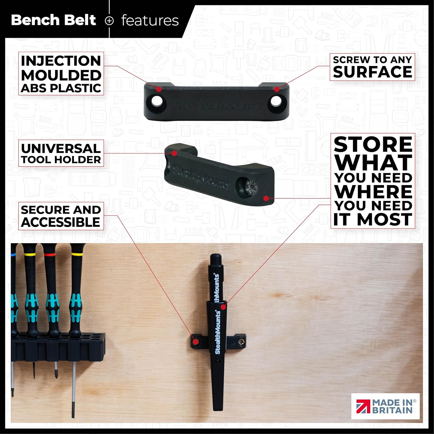 StealthMounts Mechanical Pencil with Bench Belts – Precision Marking Tool with Secure Tool Mounting System for Workshop