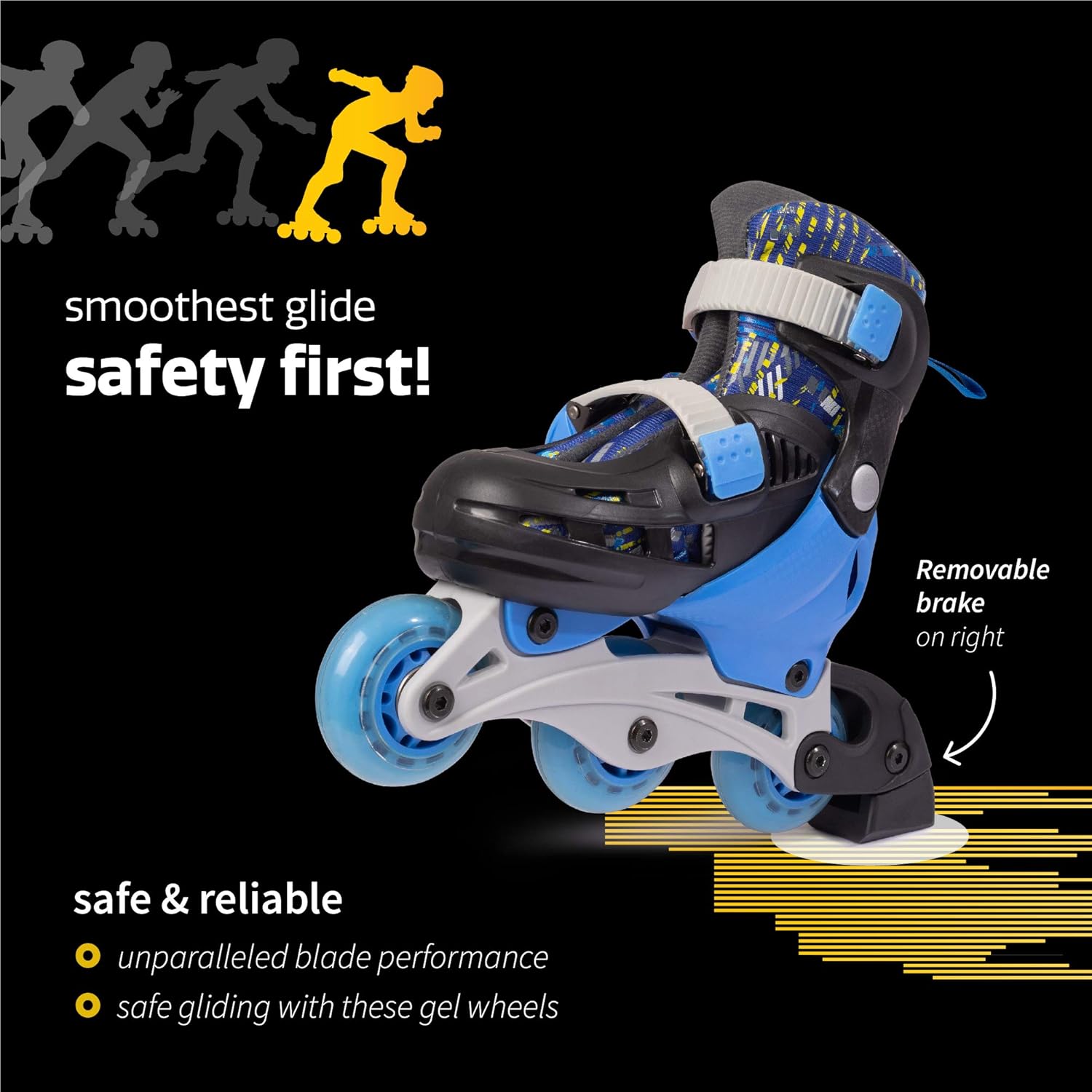 New-Bounce Adjustable Inline Skates for Girls and Boys - for Kids, Teens, and Young Adults Outdoor Roller Skates for Boys Ages 8-12 for Beginners & Advanced | Blue