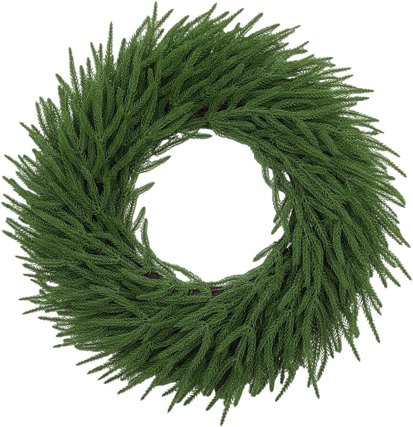 26" norfolk pine wreath for front door real touch artificial christmas wreath greenery realistic green wreath holiday decoration for indoor outdoor home decor