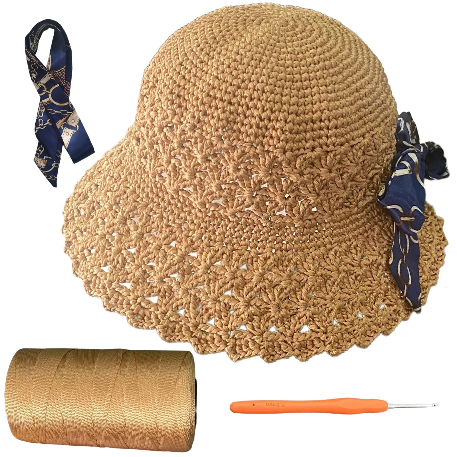 SHENJILL Crochet Kit for Beginners with Crochet Yarn Jasmine Fisherman Hat Beginner Crocheting Kit for Adults Easy Starter Yarn Kits for Crocheting