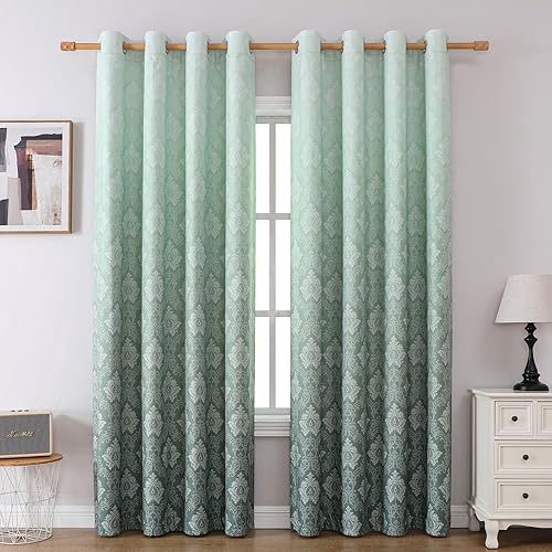 Medallion - Cortinas opacas de 84 pulgadas de largo, con aislamiento térmico y ojales, juego de 2 paneles de cortinas para dormitorio, patrón