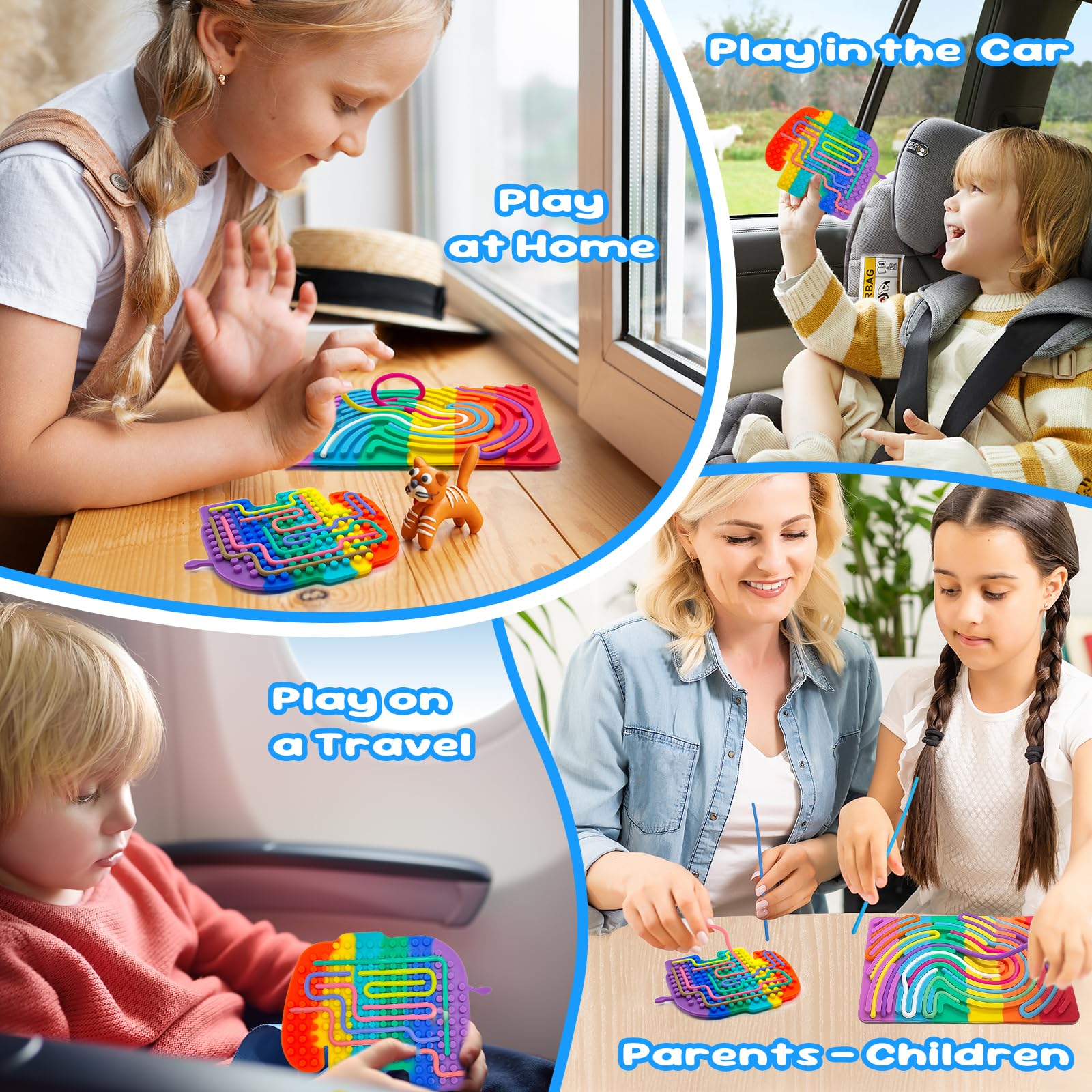 2 sztuki zabawek sensorycznych, silikonowa dwustronna zabawka autystyczna, sensory play z 31 silikonowymi sznurkami, zabawki sensoryczne z torbą podróżną, dla dzieci i dorosłych, redukcja