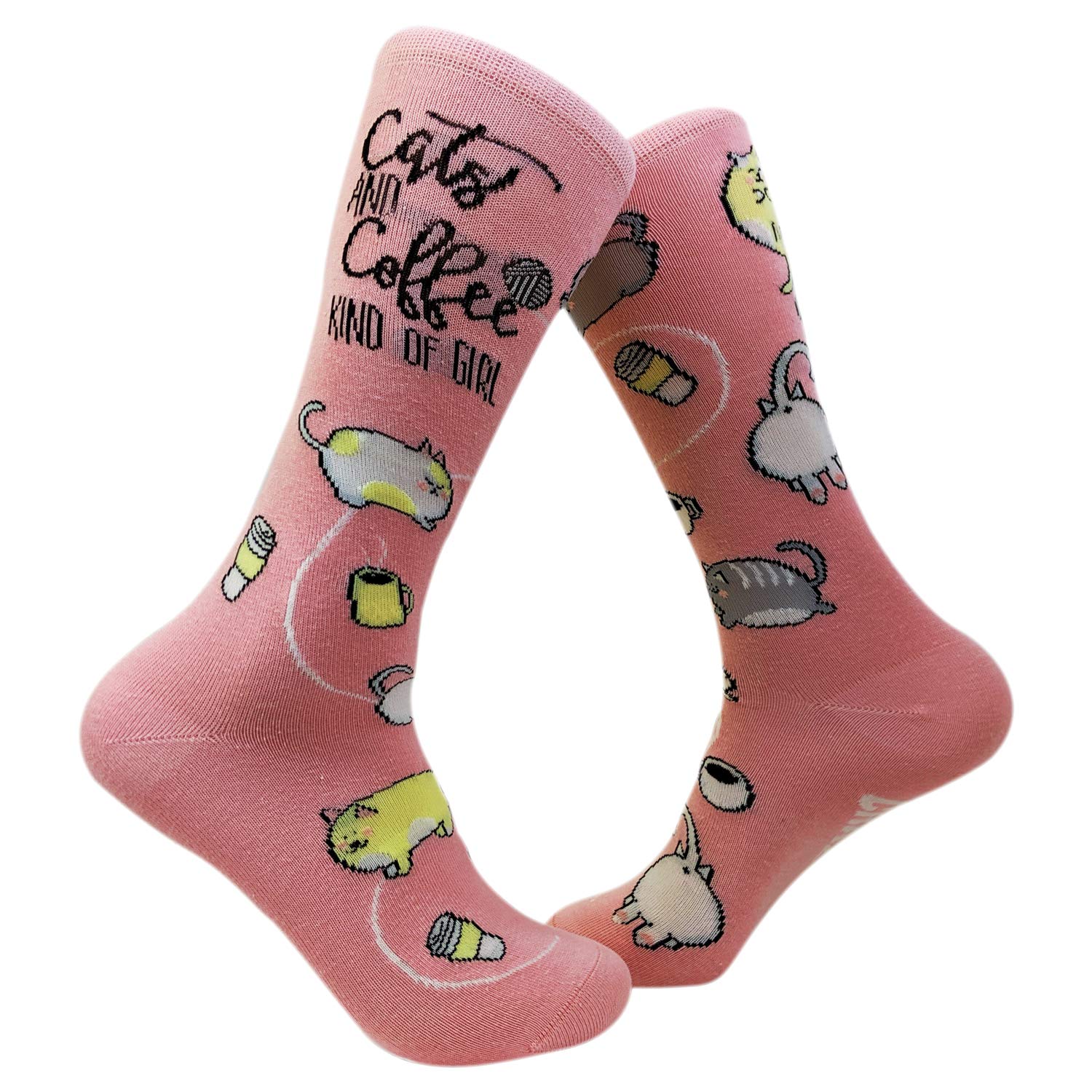 Women's Cats And Coffee Kind Of Girl Socks Funny Crazy Cat Lady Footwear