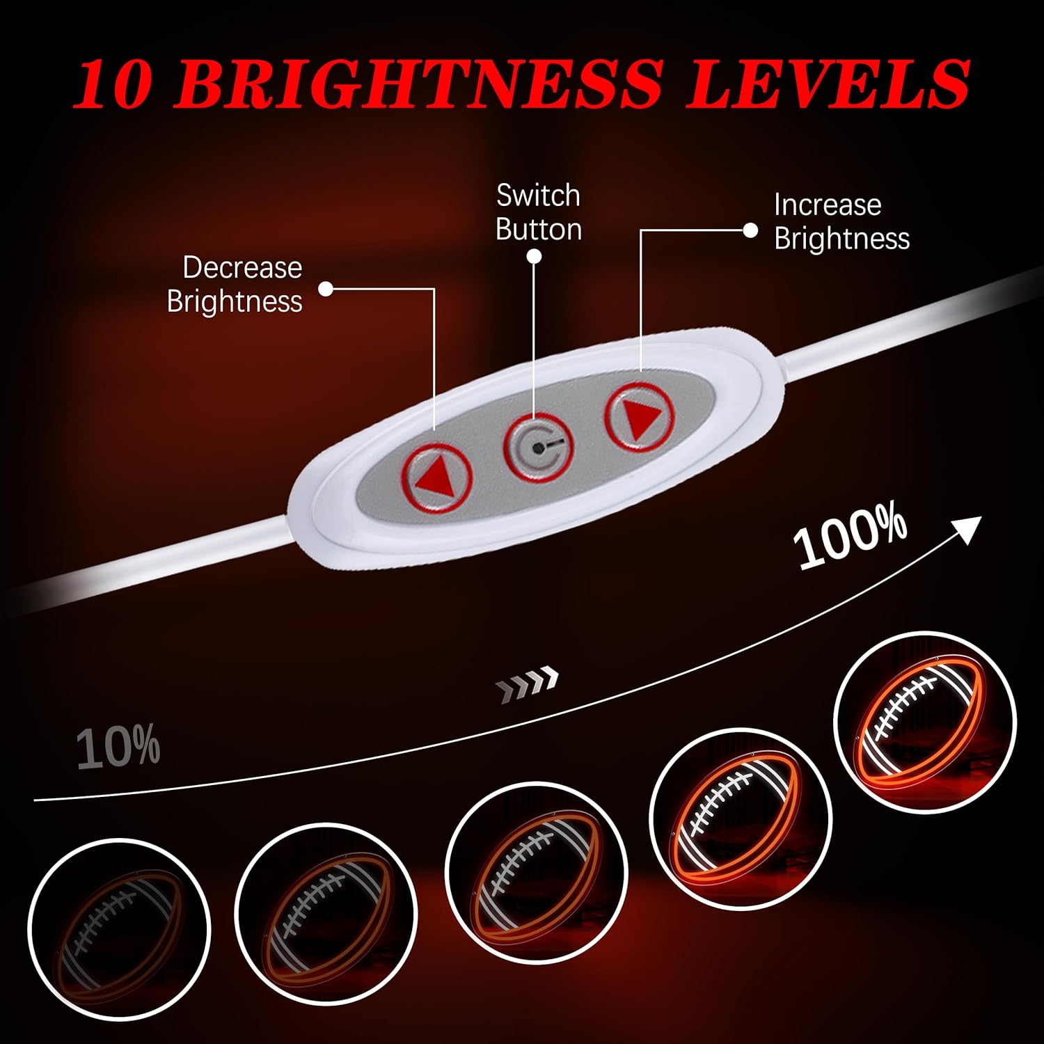 Football Neon Sign, Football Decorations for Party, Football Gifts for Boys Birthday Man kids Fans Christmas, Sports Theme Bedroom Decor for Boys, Dimmable Led Lights for Bedroom - Image 3