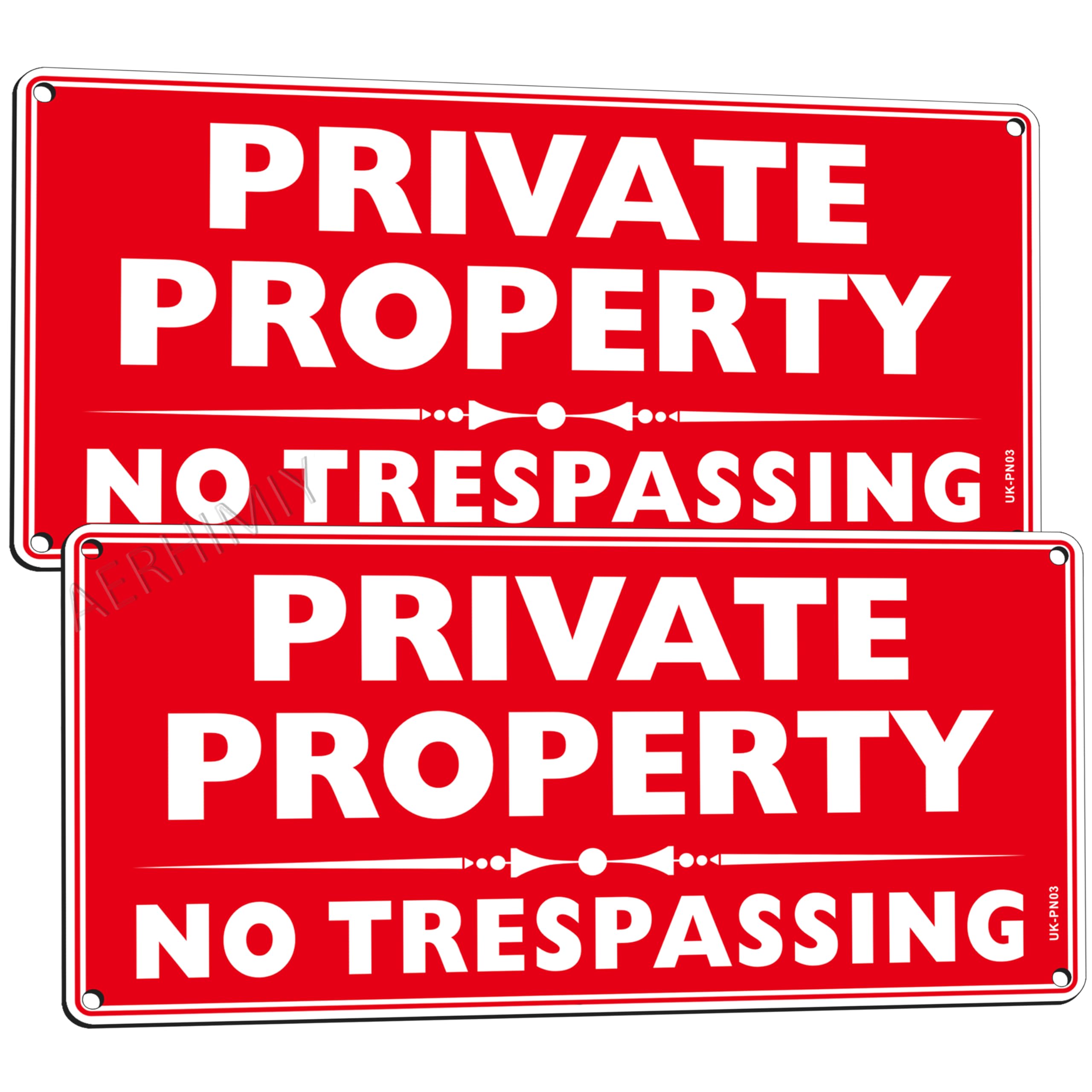 2 Pack Private Property Signs Metal 5.9x11.8 Inches, No Trespassing Private Property Sign Aluminum Reflective, With 4 Drilled Holes