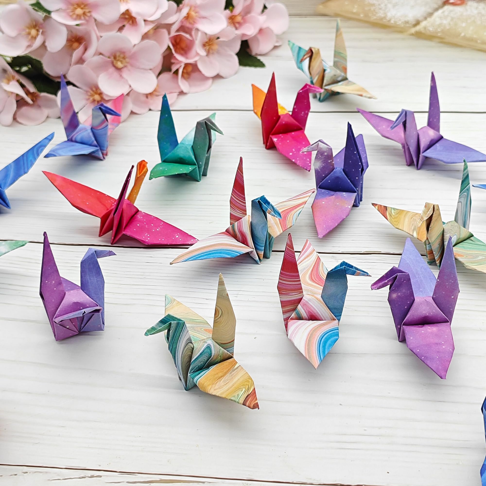 48 Piezas Grullas De Papel Para Origami Papel De Origami Papiroflexia Hojas De Papiroflexia Doble Para Bodas,Fiestas,Fondos Y DecoracióN Del Hogar,Disponible En 8 Colores (H)
