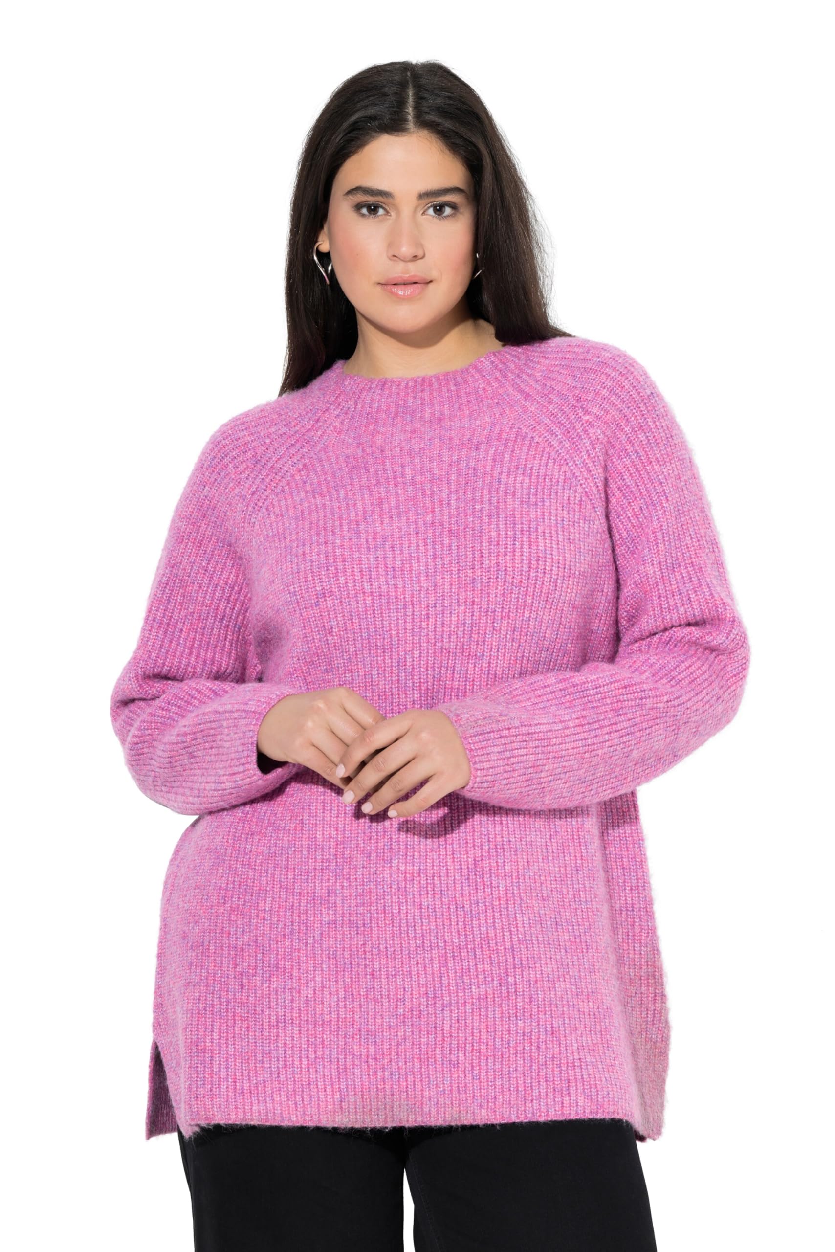 Ulla Popken Damen große Größen Übergrößen Plus Size Pullover, Rippstrick, Stehkragen, Raglan-Langarm 842262
