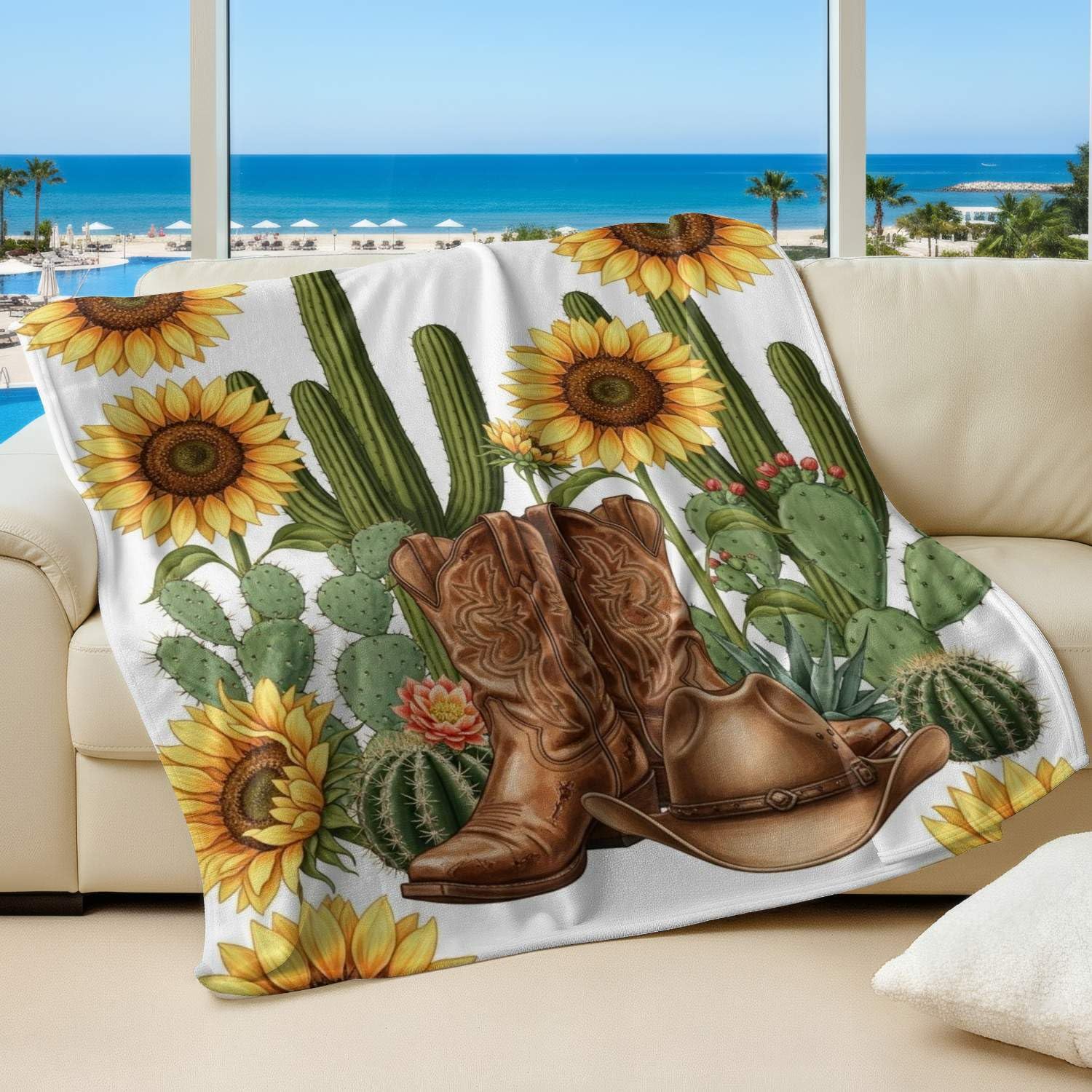 Couverture cactus nature du désert pour canapé chaleureux