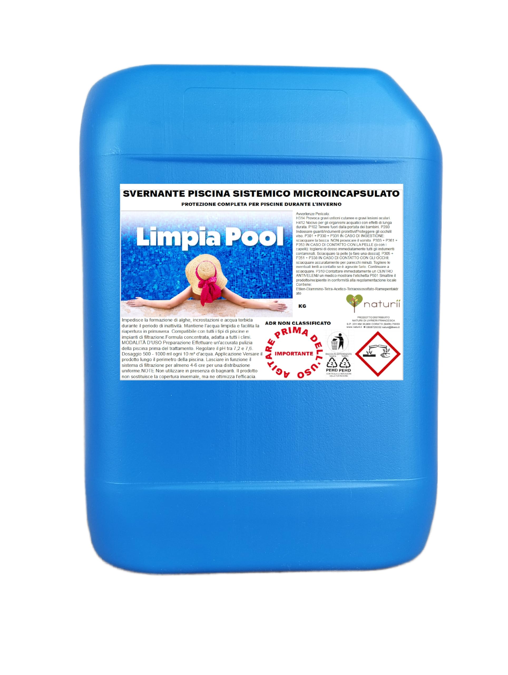 Svernante Sistemico No Schiuma 25 kg – Trattamento Invernale per Piscine Contro Alghe e Batteri