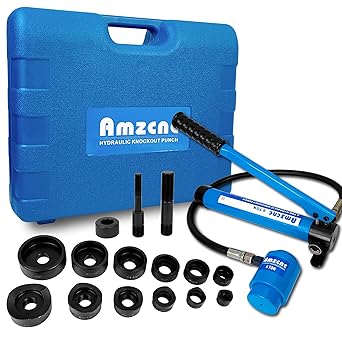 AMZCNC Hydraulic Knockout Punch Electrical Conduit Hole Cutter Set KO Tool Kit 1/2 to 2 inch 8T1/2"-2", Alloy Steel