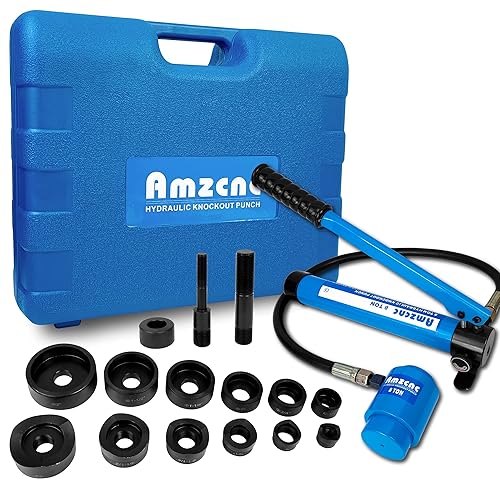 AMZCNC Hydraulic Knockout Punch Electrical Conduit Hole Cutter Set KO Tool Kit 1/2 to 2 inch (8T(1/2"-2")), Alloy Steel