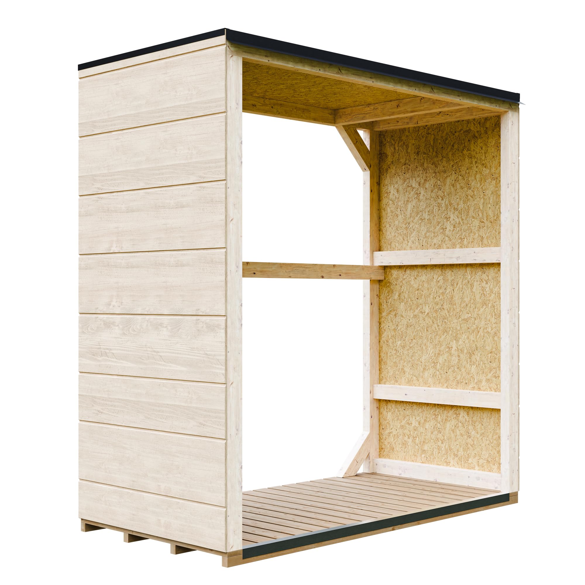 Zewnętrzny schowek na drewno opałowe 1,14 m² - 75 x 153 x H159 cm - odporna na warunki atmosferyczne wiata na drewno do ogrodu – M980-1
