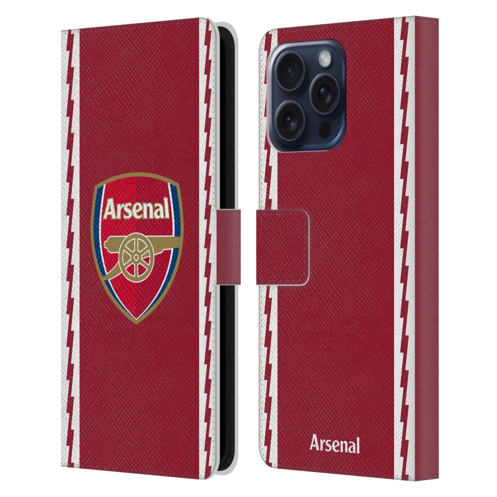 Head Case Designs Officially Licensed Arsenal FC Home 2022/23 Crest Kit Leather Wallet Case Compatible With Apple iPhone 16 Pro Max โ image 1