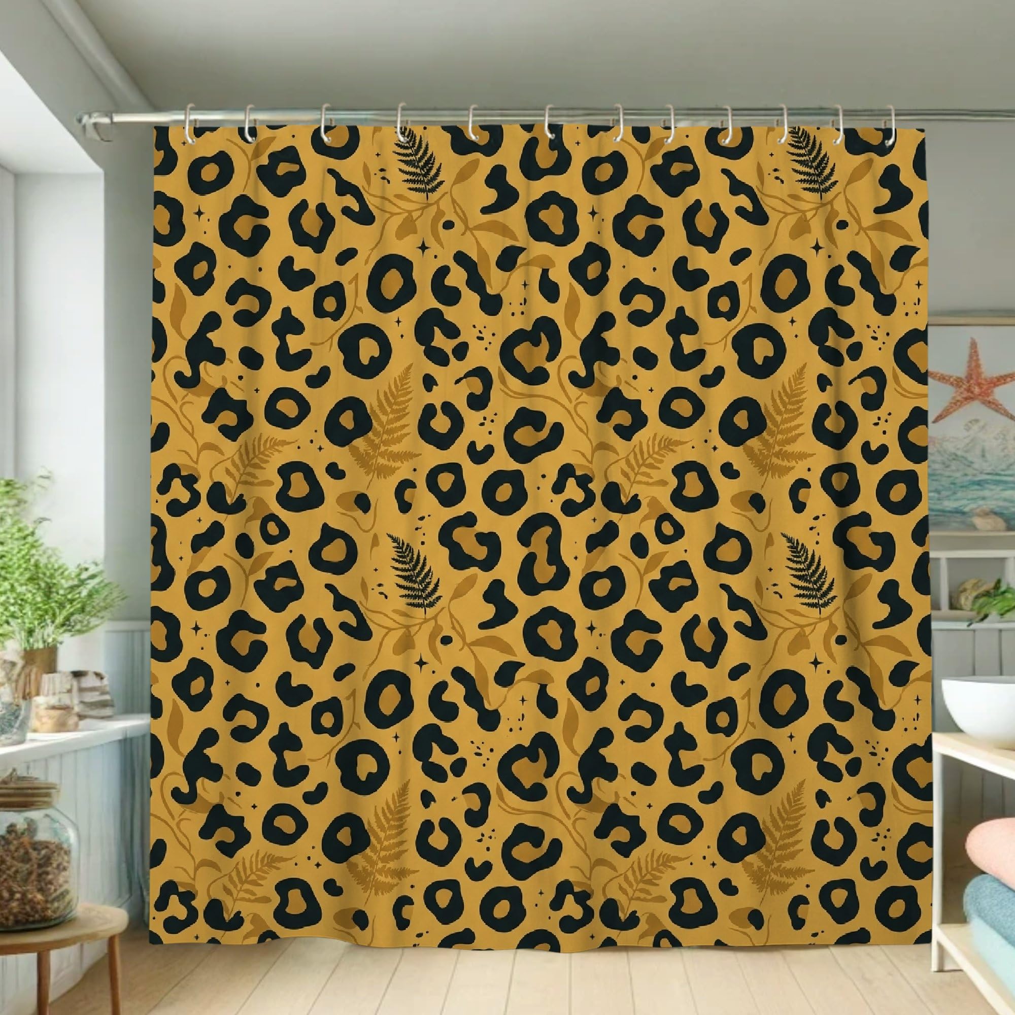 Rideau de douche moderne de qualité supérieure imprimé léopard imperméable 183 cm