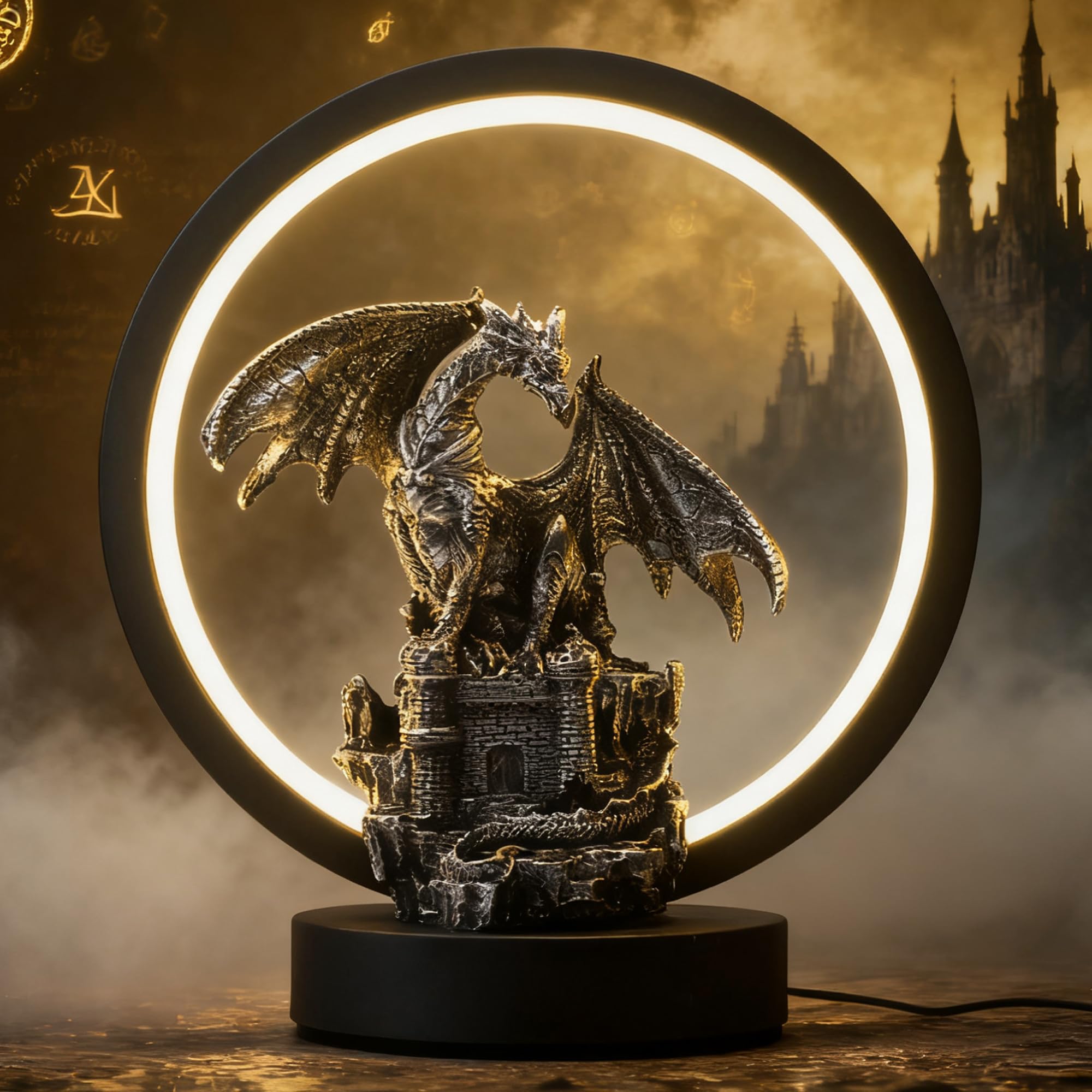 Dragon Lamp Light Fantasy Statue Dungeon and Dragons Gifts