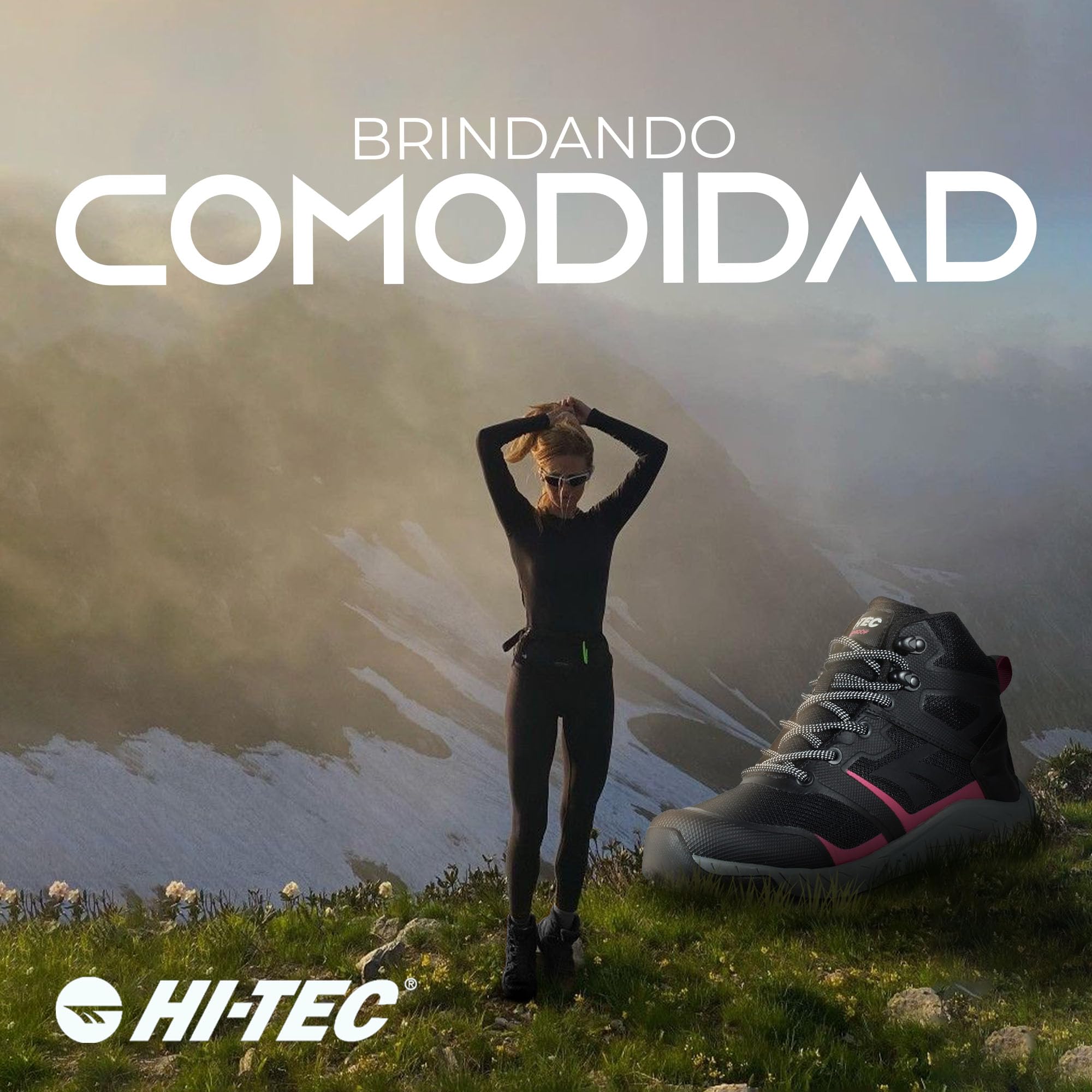 HI-TEC Toubkal Mid WP - botas de montaña mujer,zapatillas trekking con confort y protección, buena tracción y agarre, tirador trasero, membrana impermeable, ajuste seguro, ideales para senderismo