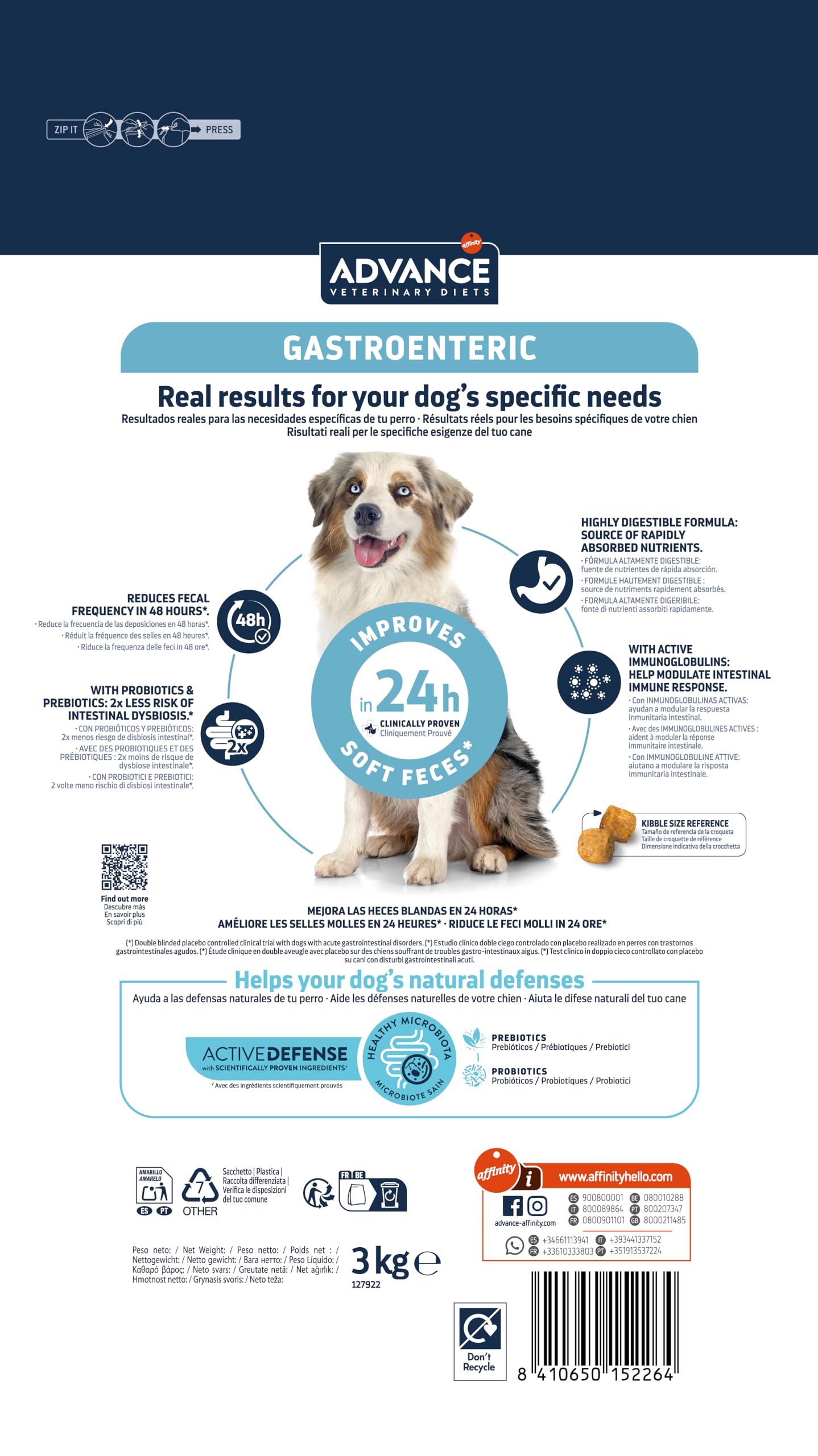 Advance Diete veterinarie gastroenteriche - Cibo secco per cani con disturbi gastrointestinali - 3 kg