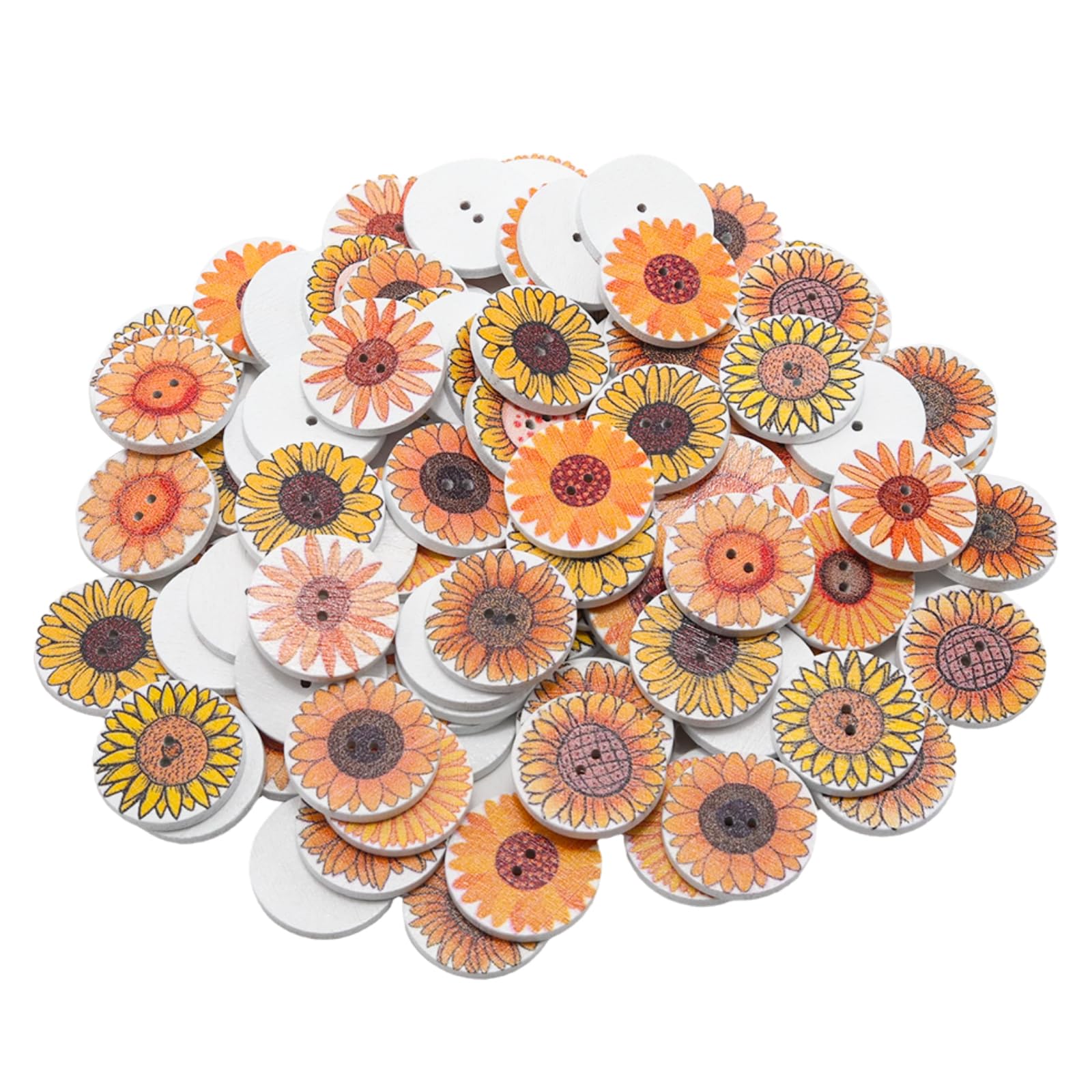 Vintage Wood Buttons - 100pcs Bulk Assorted -15