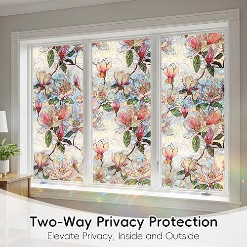 Miniatura 61 de DUOFIRE Película de privacidad para ventana, película de vidrio esmerilado, película de vidrio estático, sin pegamento, anti-UV, adhesivo para Flor