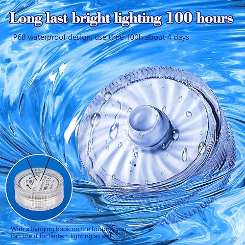 Miniatura 5 de Luces LED sumergibles, velas blancas impermeables sin llama, luces de piscina subacuáticas a pilas para jarrones, linternas, centros de mesa, bodas,