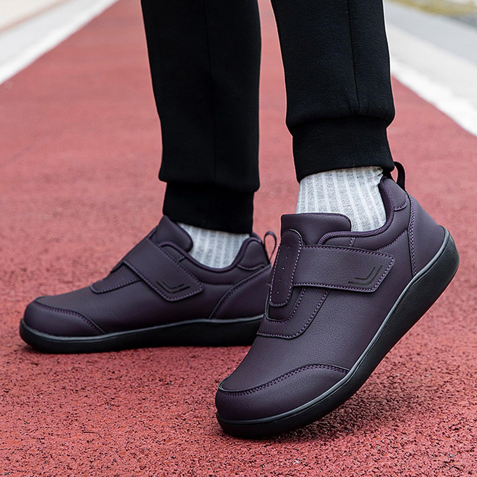 Chaussons Homme Hiver Chaud Fantaisie Chaussures en Cuir Grande Taille pour Le Printemps et l'automne, modèle à Bout Large sans Lacets, Confortables pour la Marche, idéales Sandales Homme Taille 6