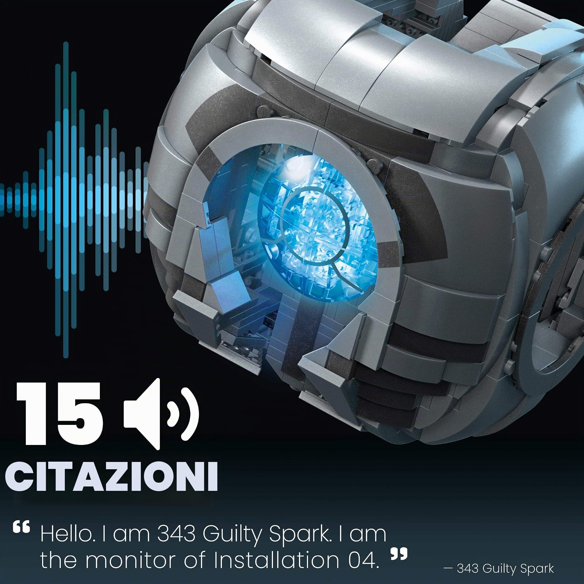 Mega Halo Model Replica giocattolo da costruzione, 343 scintilla colpevole con 609 pezzi, luci e suoni, set di costruzione e visualizzazione per collezionisti, idee regalo per adulti