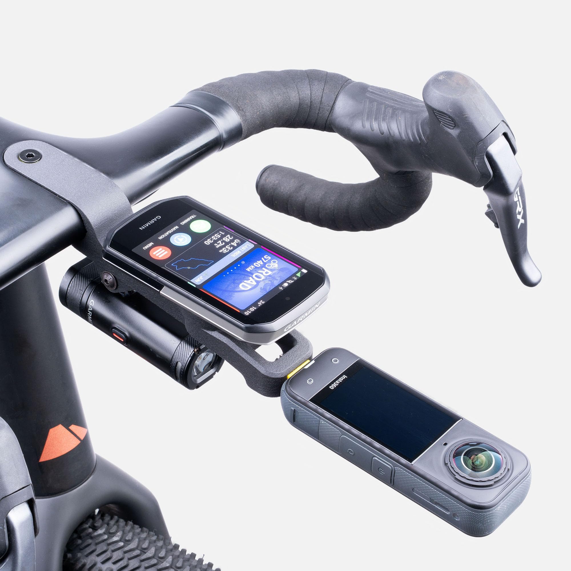 Support pour caméra Insta360 et Compteur vélo pour Cockpit Canyon Gear Groove – Garmin Edge 10xx/Explore et Accessoires (Femelle, arrière)