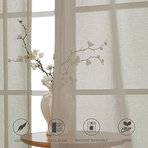 Miniatura 6 de CUCRAF Paneles de cortinas traslúcidas para sala de estar, dormitorio, ventana pequeña, cortinas de semi tratamiento, bolsillo para barra, juego de