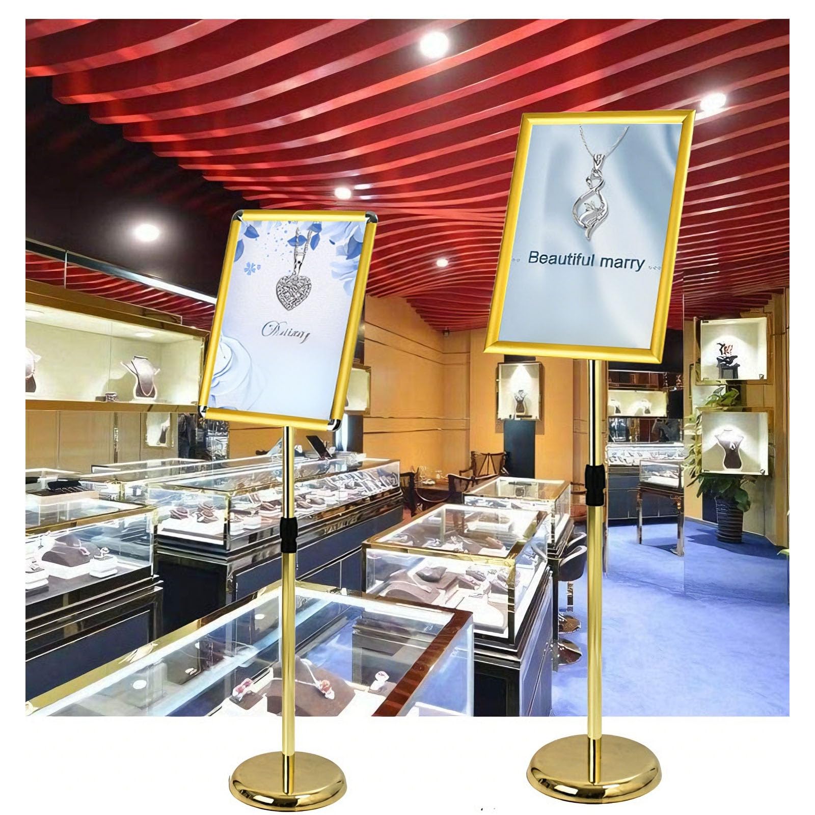 Soporte para carteles A4, soporte para carteles, pantalla de pie ajustable para negocios, ferias, publicidad de oficina A4 Gold Right-angle style
