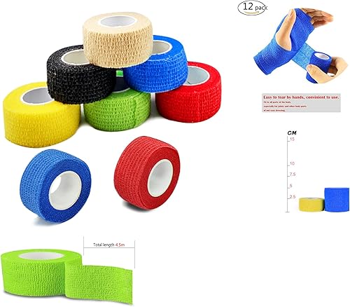 Miniatura 47 de Cinta adhesiva autoadherente, vendajes médicos cohesivos, flexibles, elásticos, atléticos, fuertes, cinta elástica de primeros auxilios para Paquete
