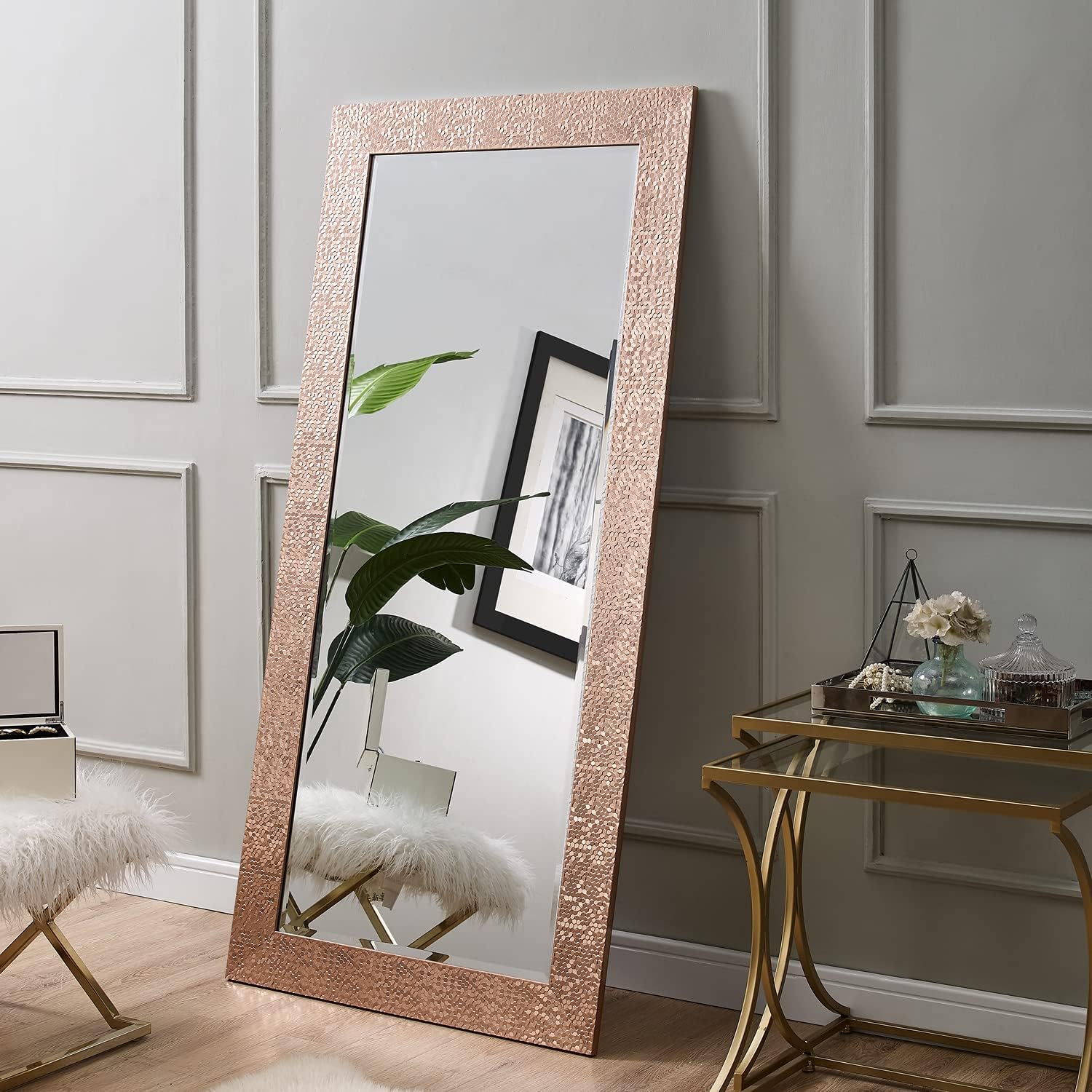 Naomi Home Mosaic Style Full Length Mirror, Wall Mirror, Floor Mirror, Large Mirror, Floor Length Mirror, Wall Mirror Full Length Rose Gold