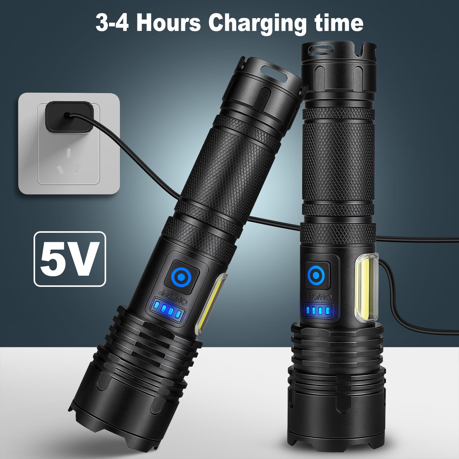 90000 lumen rechargeable flashlight Cinlinso High Lumens 2 Pack, Super Bright Led Flashlights with 7 Light Modes, IPX6 Waterproof, Powerful Handheld Flash Light for Camping Home Emergencies You can totally rely on it in extreme weather Flashlights 9000 High Lumen -