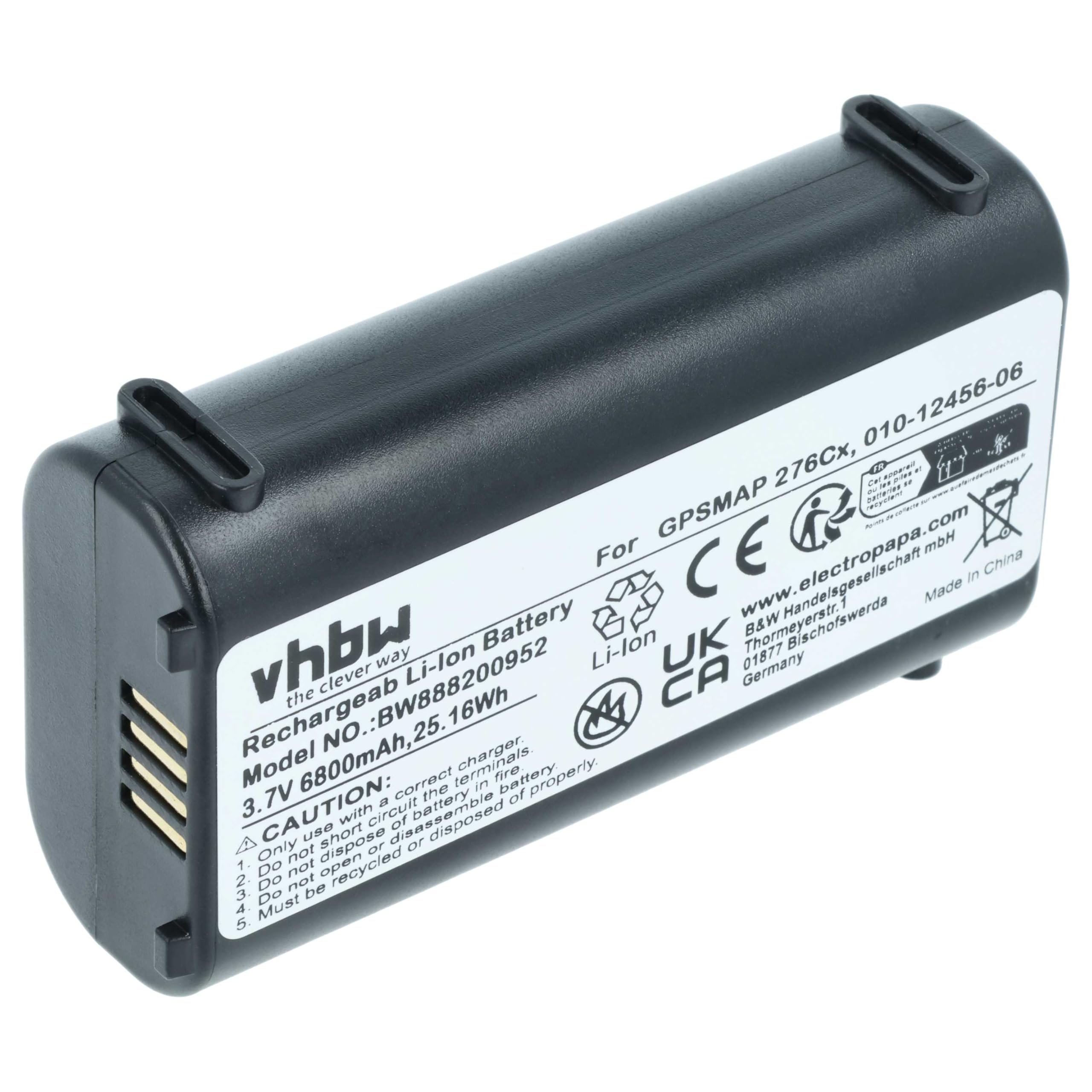 vhbw Akku Ersatz für Garmin 361-00092-00, 010-12456-06 für GPS Tracker, Navigationsgeräte (6800 mAh, 3,7 V, Li-Ion)