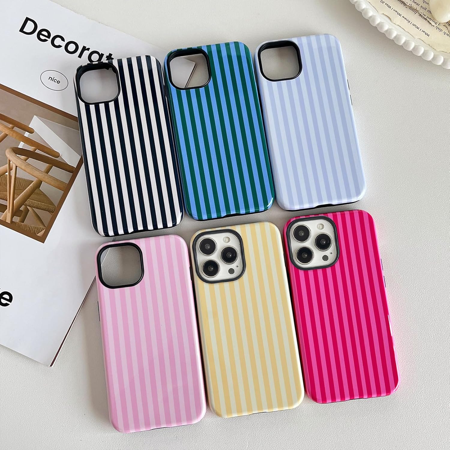 Compatible with iPhone 13 Pro Max Case, Cute Fashion Aesthetic Striped Pattern Cover for Women, Shockproof Soft TPU and Hard PC Protective Phone Case for iPhone 13 Pro Max 6.7"- Pink - Image 2