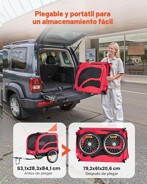 Foto 7 de 8 de VEVOR Remolque de Bicicleta para Perros, Carga de 45 kg