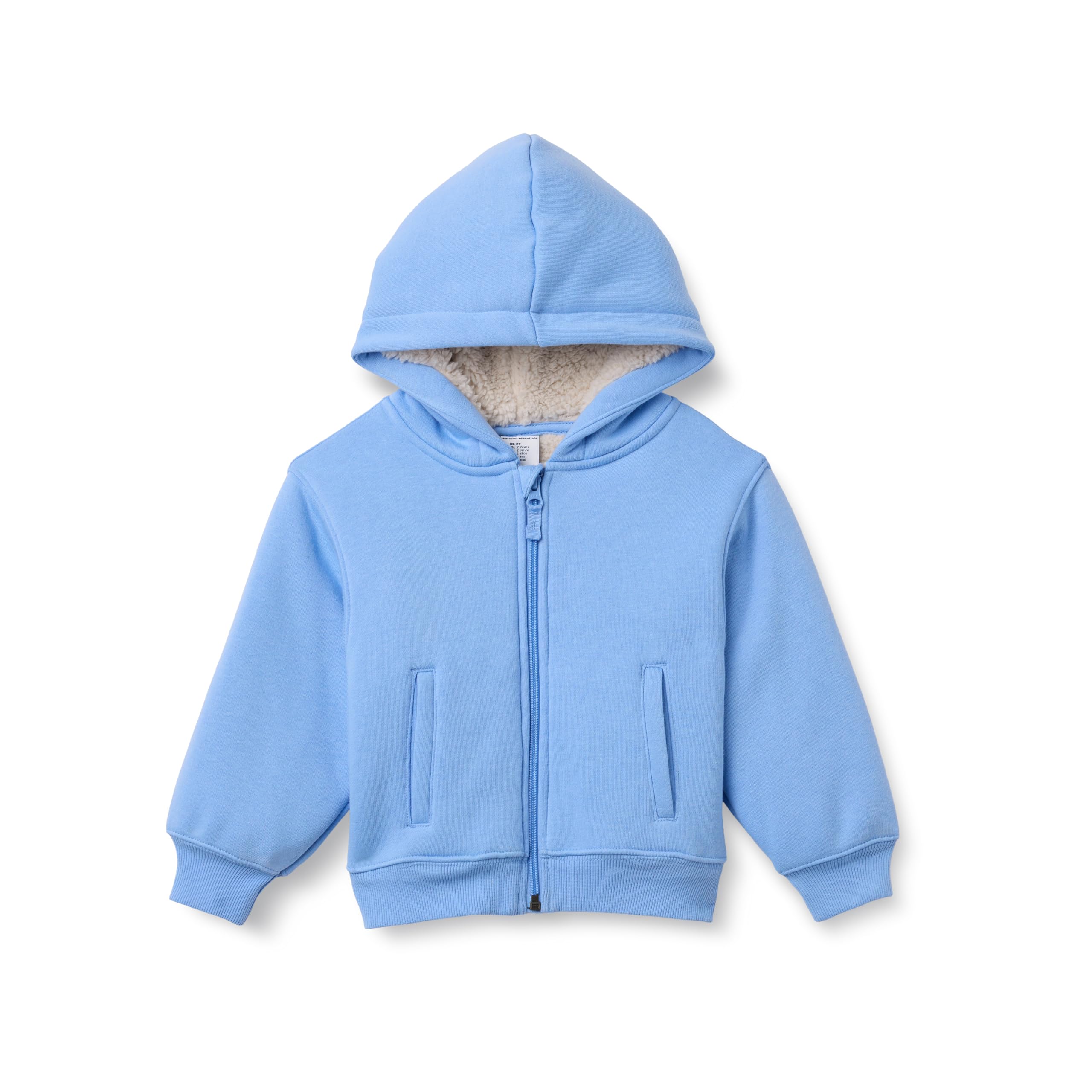 Amazon Essentials Boys' Sherpa Lined Zip-Up Hoodie Sweatshirt, Cornflower Blue, Medium