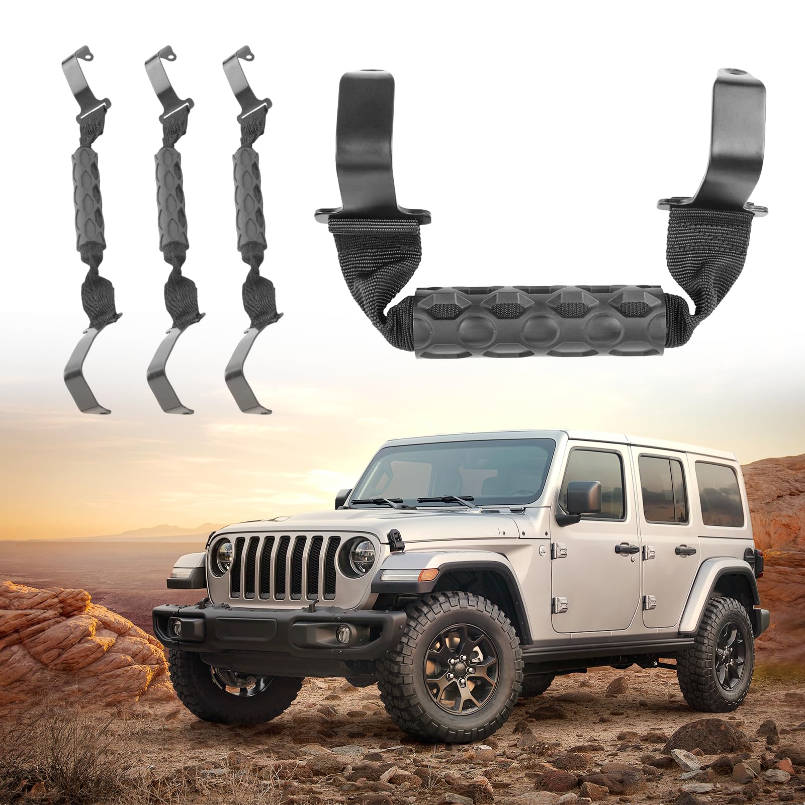 Front & Rear Grab Handle fits for Jeep Wrangler Gladiator Jeep Grab Handles 2018-2020 Replace Jeep 82215523 82215524