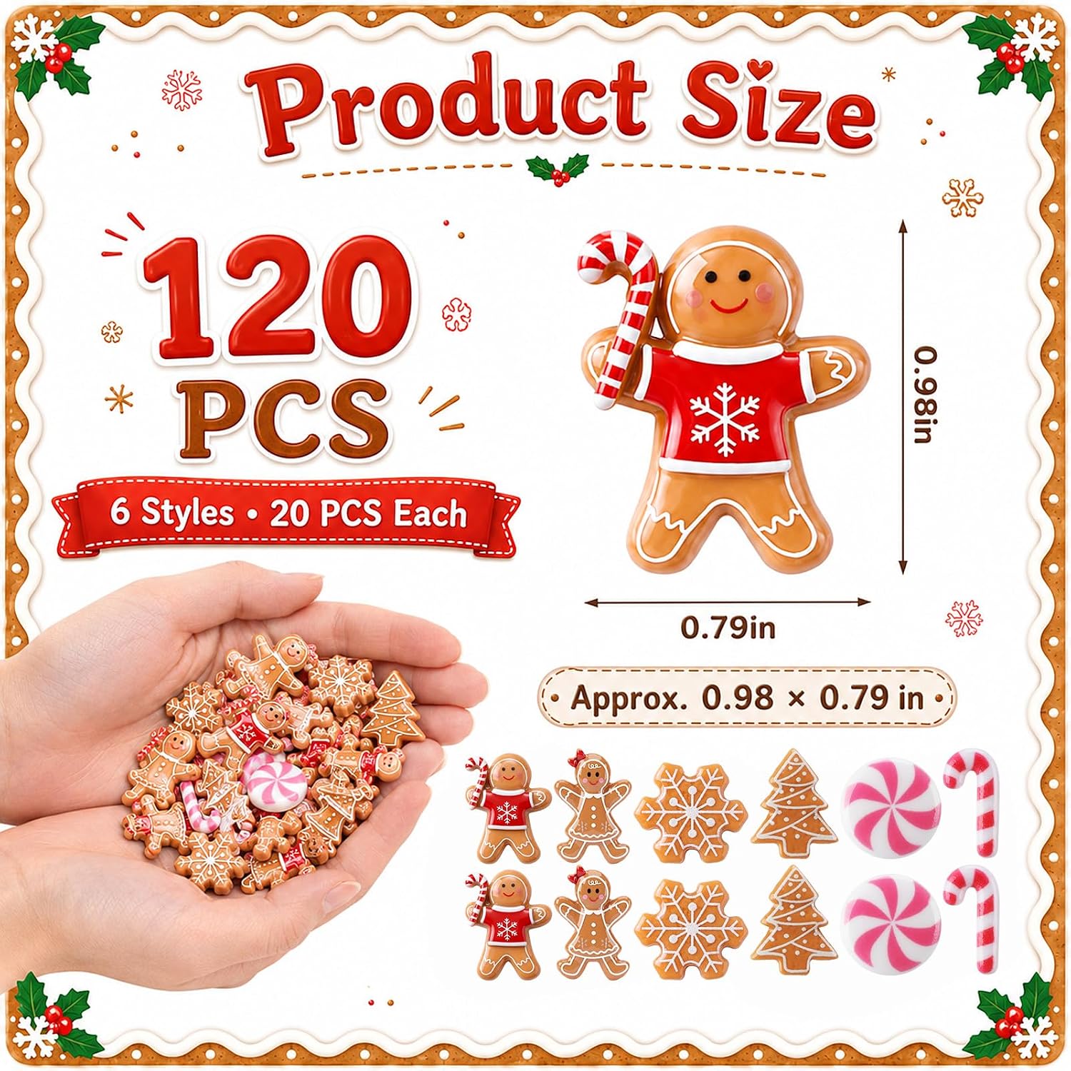 Simgoing 120 Pcs Mini Christmas Decoration Candy Cane Miniature Figurines image 3