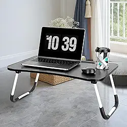 Mesa Portátil Suporte Para Notebook Dobrável E Ajustável Sofá Cama Madeira Preto